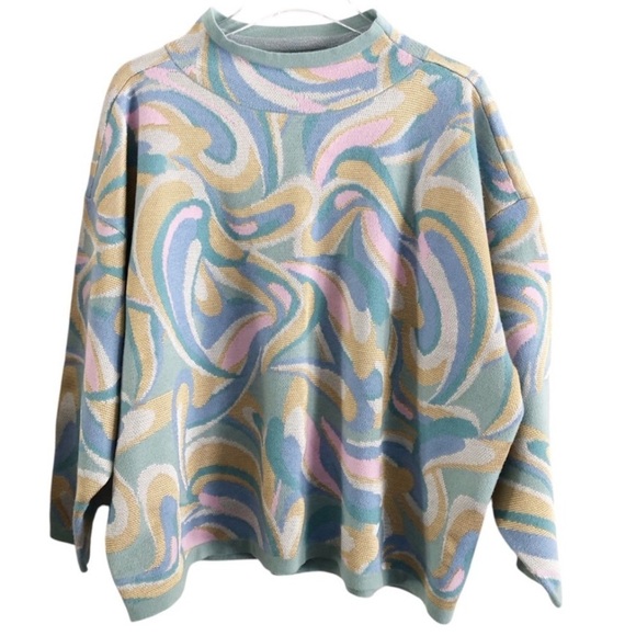 Anthropologie Maeve Sweater Mock Neck Multicolored And Gold Size 1X - Picture 1 of 9